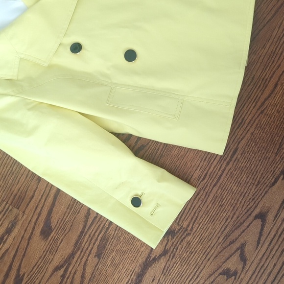 Banana Republic Yellow Cropped Pea Coat Trenchcoat Double-Breasted Style Sz M - Picture 7 of 9